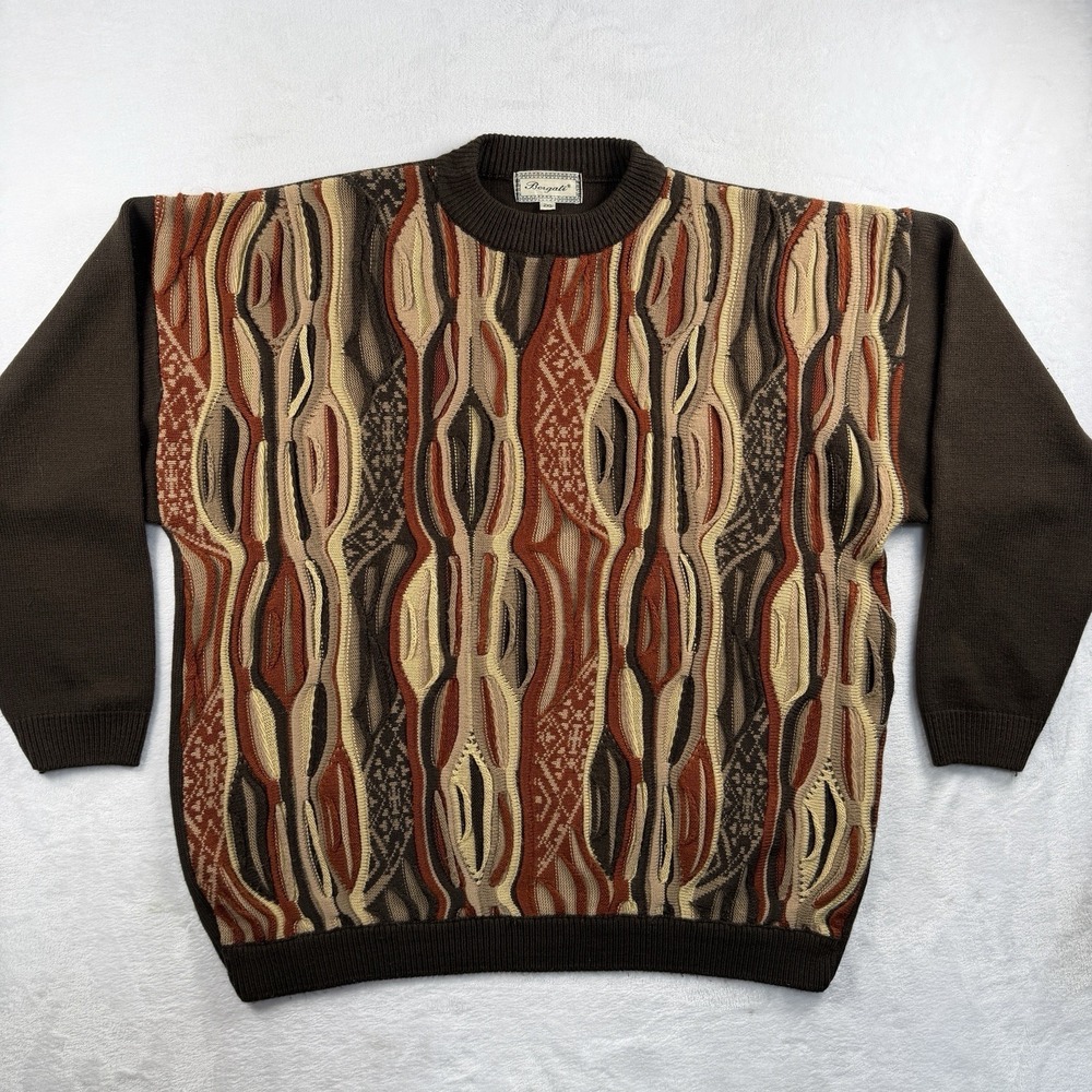 Vtg Bergati Coogi Style Sweater Mens 2XL 3D Knit Biggie Hip Hop 90s Bill Cosby